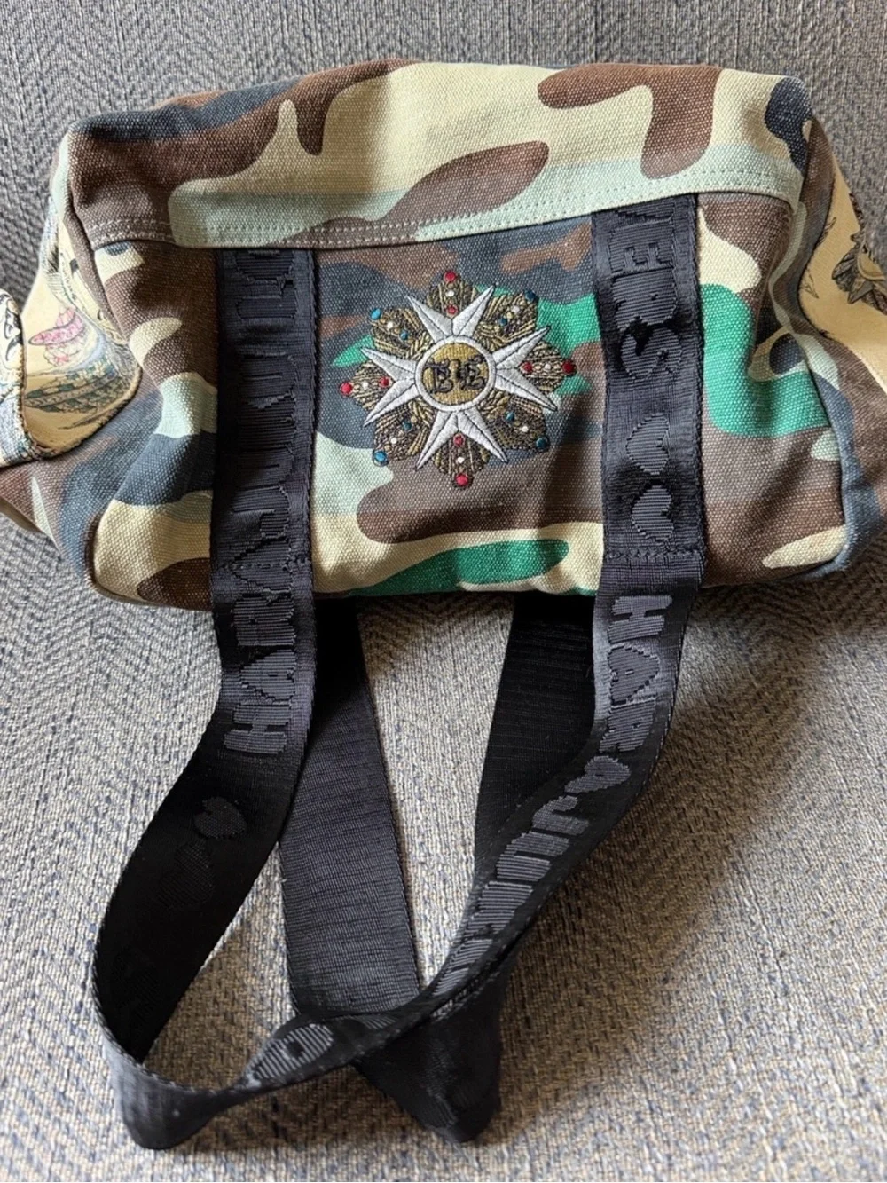 Y2K Harajuku Lovers by Gwen Stefani Embroidered Camouflage Toaster Style Bag